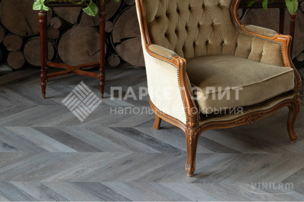 Виниловый пол Vinilam PARQUET CHEVRON Паркет Шеврон Легран RI444515CL4 1293x305x8,5 мм
