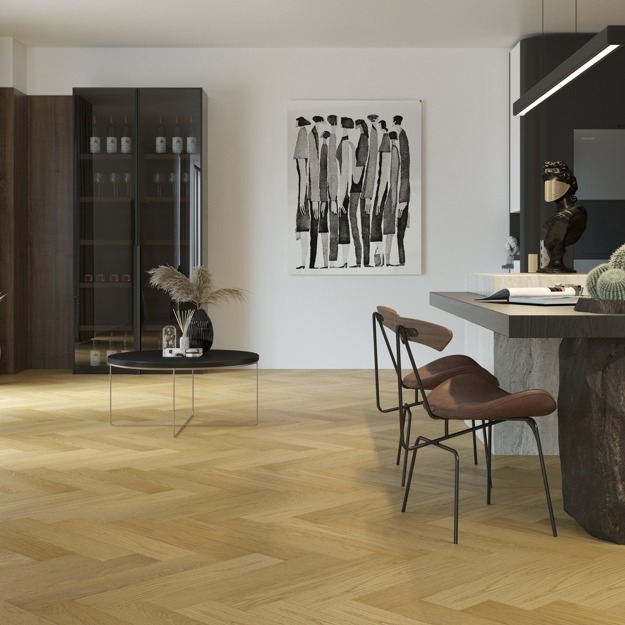 Кварцевый паркет Quartz Parquet Английская Ёлка Дуб Медовый Раф 33-463 5/0,6 мм, 635х127х5