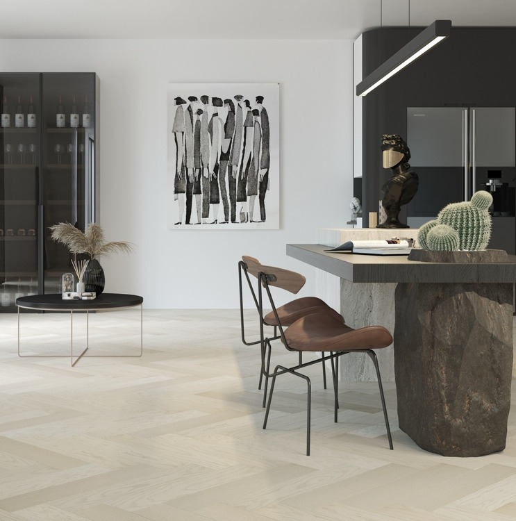 Кварцевый паркет Quartz Parquet Английская Ёлка Дуб Песочный 33-408 5/0,6 мм, 635х127х5