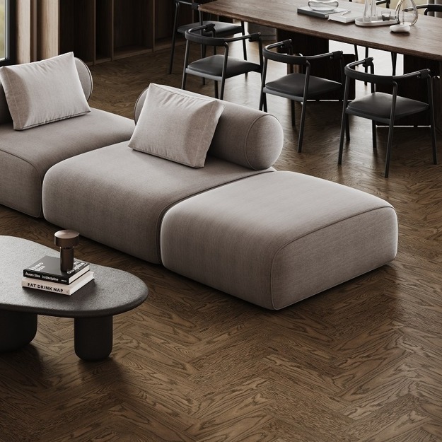 Кварцевый паркет Quartz Parquet Штучный паркет Дуб Брауни 44-413 5/0,6 мм, 400х100х5